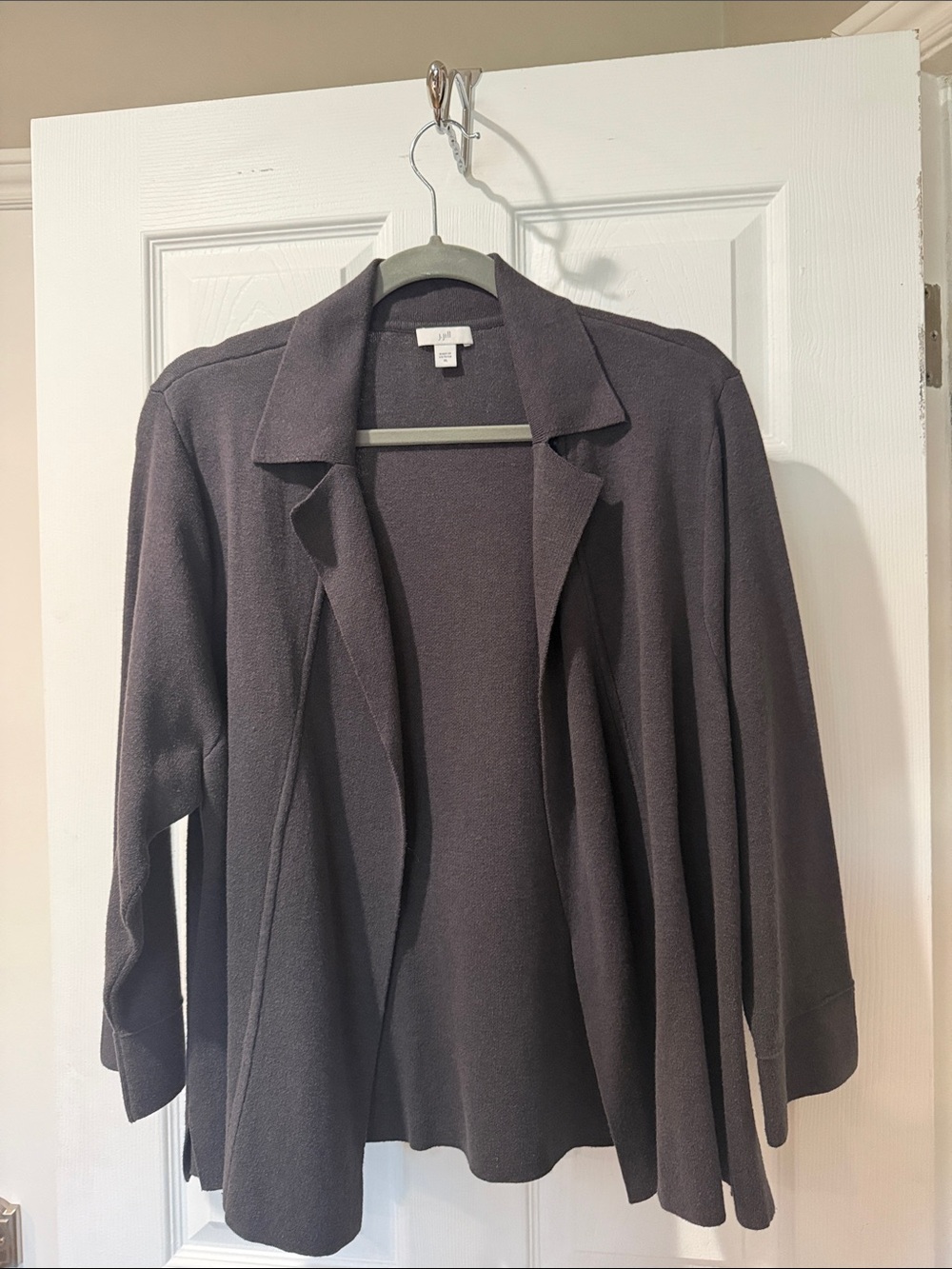 J. Jill Charcoal Open-Front Knit Blazer